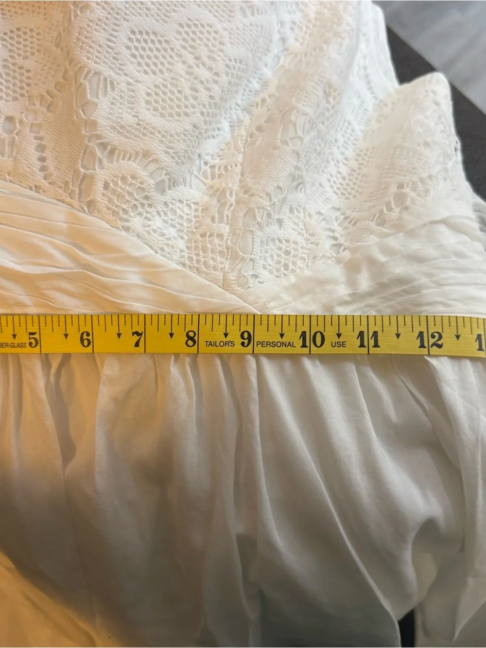 Adrianna Papell White Lace Bodice Midi Dress with Waist Tie - Picture 8 of 9